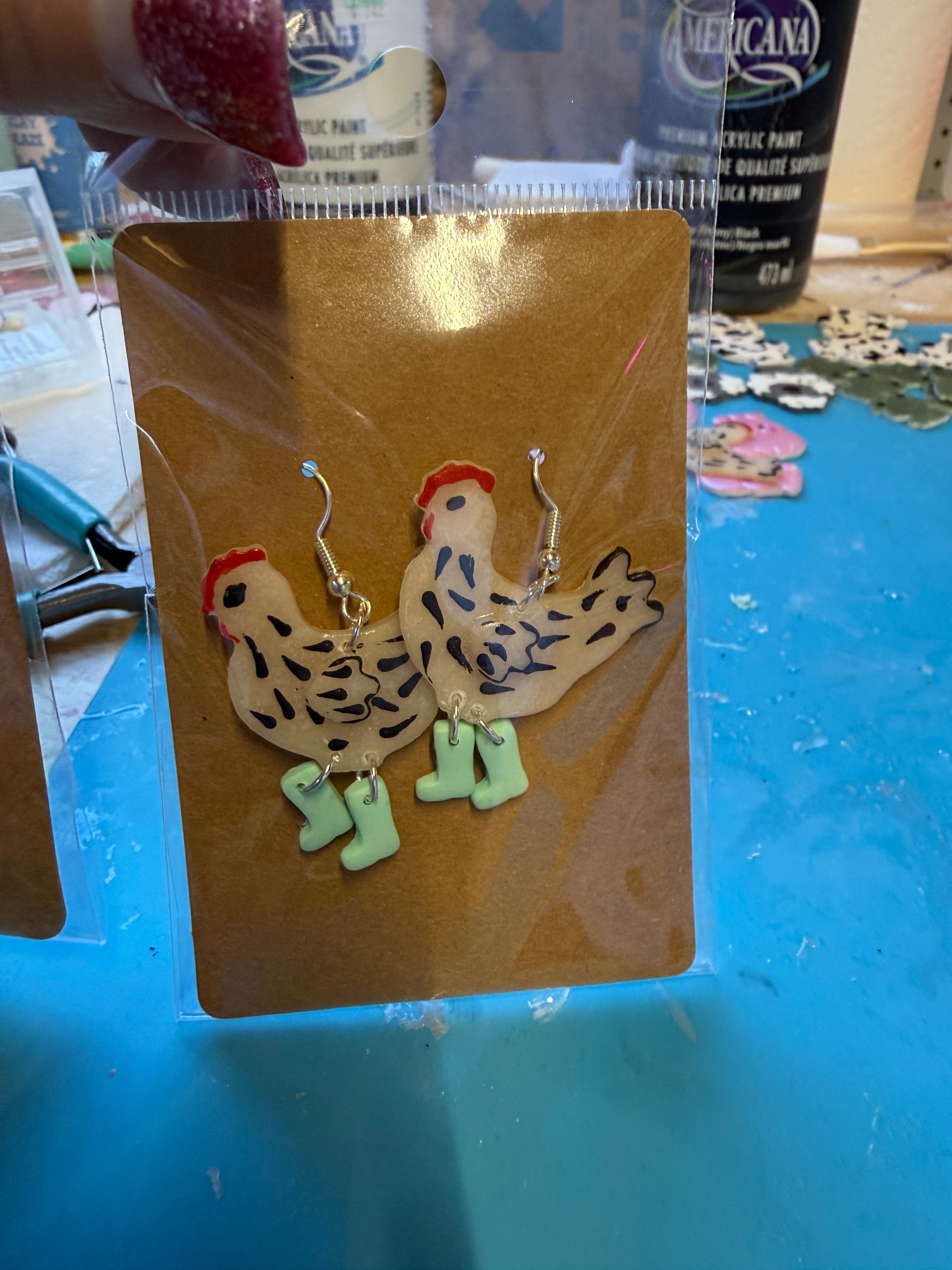 Chicken earrings