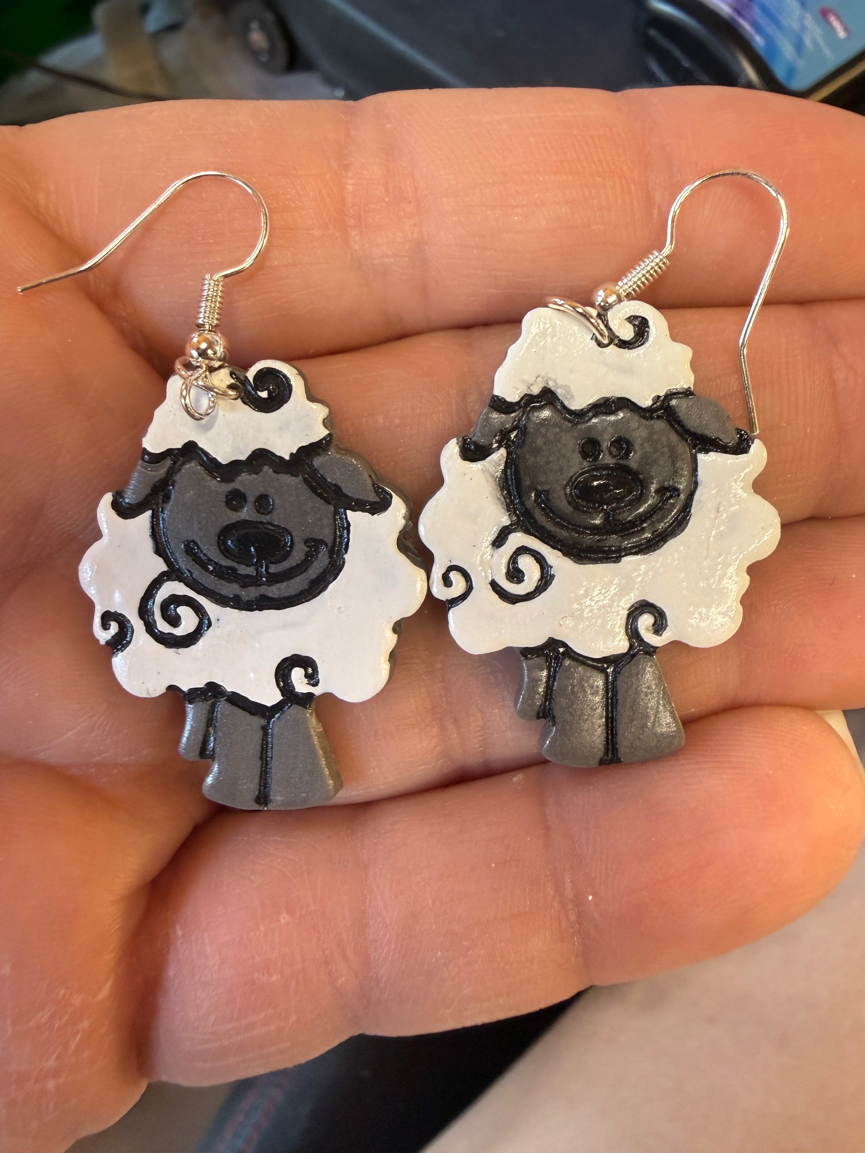 Clay earrings sheep